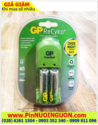 GPP360GS210B-2EE2, Bộ sạc pin AA GPP360GS210B-2EE2 kèm sẳn 02 pin sạc GP RecyKo AA2000mAh 1.2v